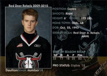 2009-10 Red Deer Rebels (WHL) #12 Daulton Siwak Back