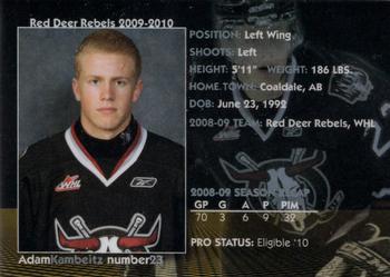 2009-10 Red Deer Rebels (WHL) #19 Adam Kambeitz Back