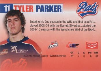 2009-10 Co-op Regina Pats (WHL) #22 Tyler Parker Back