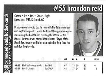 1998-99 Halifax Mooseheads (QMJHL) Second Edition #4 Brandon Reid Back