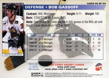 2001-02 Choice Peoria Rivermen (ECHL) #4 Bob Gassoff Back