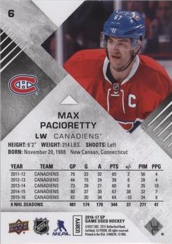 2016-17 SP Game Used - Rainbow Player Age #6 Max Pacioretty Back