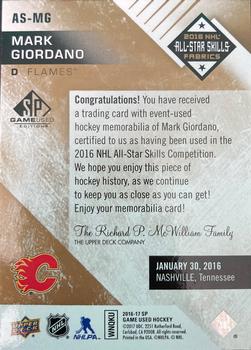 2016-17 SP Game Used - 2016 All-Star Skills Fabrics Patch #AS-MG Mark Giordano Back