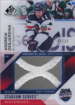 2016-17 SP Game Used - 2016 Stadium Series Material Net Cord #SSNC-AD Andrew Desjardins Front