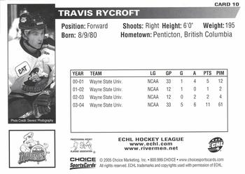 2004-05 Choice Peoria Rivermen (AHL) #10 Travis Rycroft Back