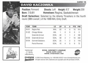 2004-05 Choice Peoria Rivermen (AHL) #19 David Kaczowka Back