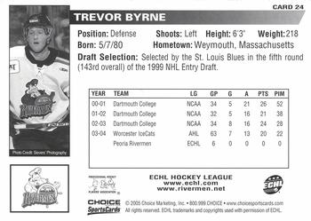 2004-05 Choice Peoria Rivermen (AHL) #24 Trevor Byrne Back