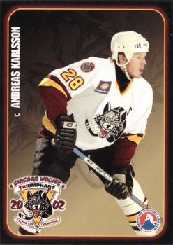2002-03 LaSalle Bank Chicago Wolves (AHL) #12 Andreas Karlsson Front