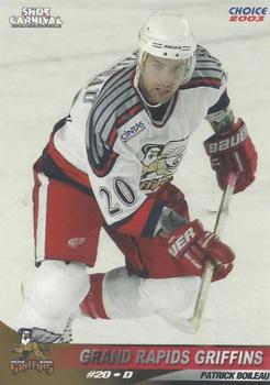 2002-03 Choice Grand Rapids Griffins (AHL) #6 Patrick Boileau Front