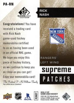 2016-17 SP Game Used - Supreme Relics Patches #PA-RN Rick Nash Back
