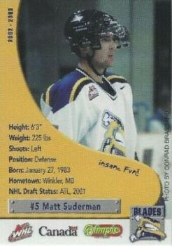 2002-03 Saskatoon Blades (WHL) #6 Matt Suderman Front