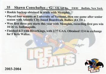 2003-04 KXAN-36/KLBJ-93.7 Austin Ice Bats (CHL) #NNO Shawn Conschafter Back