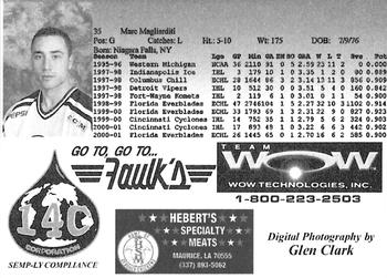 2001-02 Louisiana IceGators (ECHL) #NNO Marc Magliarditi Back