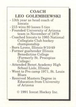 1991-92 Arizona Icecats (ACHA) #NNO Leo Golembiewski Back