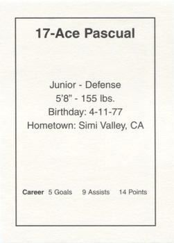 1997-98 Arizona Icecats (ACHA) #NNO Ace Pascual Back