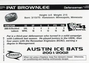 2001-02 Grandstand Austin Ice Bats (CHL) #NNO Patrick Brownlee Back