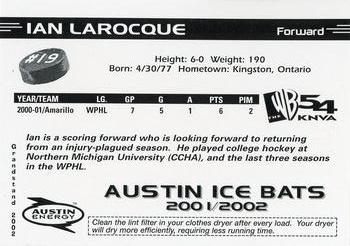 2001-02 Grandstand Austin Ice Bats (CHL) #NNO Ian LaRocque Back