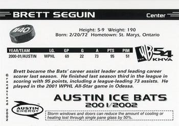 2001-02 Grandstand Austin Ice Bats (CHL) #NNO Brett Seguin Back