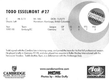 2001-02 Bakersfield Condors (WCHL) #NNO Todd Esselmont Back