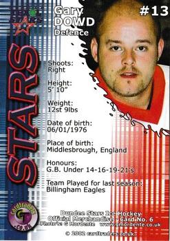 2001-02 Cardtraders Dundee Stars (EIHL) #6 Gary Dowd Back