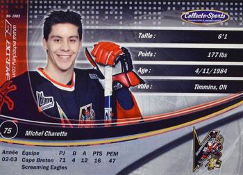 2003-04 Extreme Drummondville Voltigeurs (QMJHL) #4 Michel Charette Back