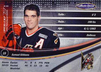 2003-04 Extreme Drummondville Voltigeurs (QMJHL) #7 Samuel Gibbons Back