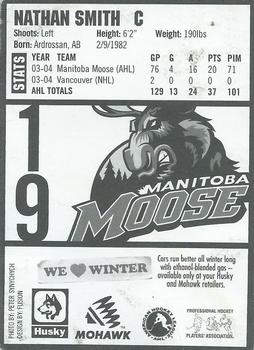 2004-05 Husky/Mohawk Manitoba Moose (AHL) #NNO Nathan Smith Back