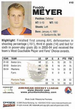 2004-05 Choice Philadelphia Phantoms (AHL) #10 Freddy Meyer Back