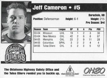 2004-05 Tulsa Oilers (CHL) #NNO Jeff Cameron Back