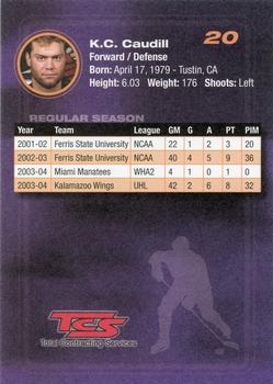 2004-05 Knoxville Ice Bears (SPHL) #NNO KC Caudill Back