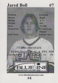 2004-05 Blueline Booster Club Lincoln Stars (USHL) #4 Jared Boll Back