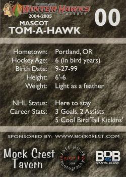 2004-05 Portland Winterhawks (WHL) #NNO Tom-a-Hawk Back