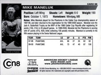 2005-06 Choice Philadelphia Phantoms (AHL) All-Decade Team #8 Mike Maneluk Back