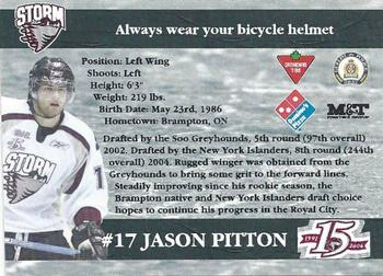 2005-06 M&T Printing Guelph Storm (OHL) #D-03 Jason Pitton Back