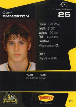 2005-06 Extreme Kingston Frontenacs (OHL) #20 Cory Emmerton Back