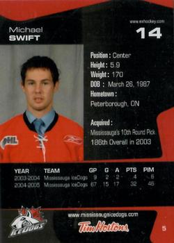 2005-06 Extreme Mississauga IceDogs (OHL) #5 Michael Swift Back