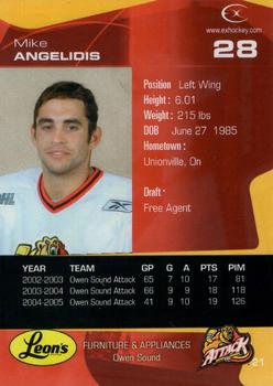 2005-06 Extreme Owen Sound Attacks (OHL) #21 Mike Angelidis Back