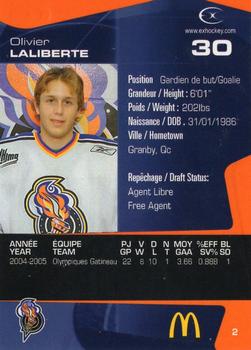 2005-06 Extreme Gatineau Olympiques (QMJHL) #2 Olivier Laliberte Back