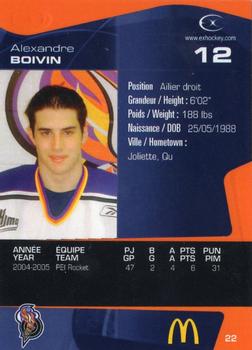 2005-06 Extreme Gatineau Olympiques (QMJHL) #22 Alexandre Boivin Back