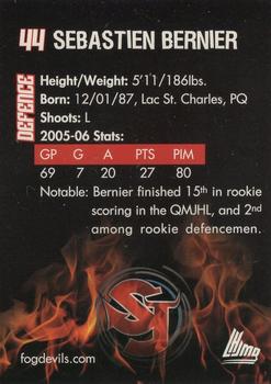 2005-06 St. John's Fog Devils (QMJHL) #4 Sebastien Bernier Back