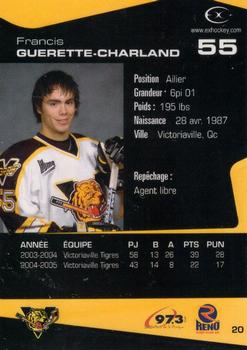 2005-06 Extreme Victoriaville Tigres (QMJHL) #20 Francis Charland Back