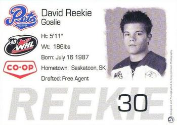 2005-06 Co-op Regina Pats (WHL) #15 David Reekie Back