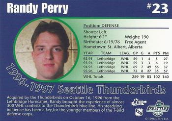 1996-97 Seattle Thunderbirds (WHL) #NNO Randy Perry Back