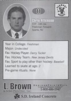2006-07 L. Brown & Sons Vermont Catamounts (NCAA) #2 Chris Atkinson Back