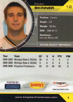 2006-07 Extreme Kingston Frontenacs (OHL) #5 Peder Skinner Back