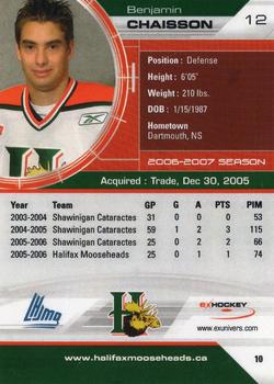 2006-07 Extreme Halifax Mooseheads (QMJHL) #10 Ben Chaisson Back