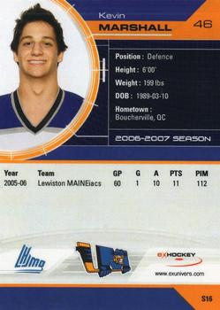 2006-07 Extreme Lewiston Maineiacs (QMJHL) #S16 Kevin Marshall Back