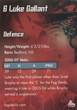 2006-07 St. John's Fog Devils (QMJHL) #11 Luke Gallant Back