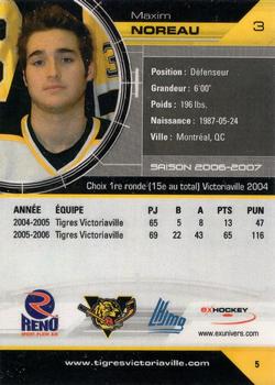 2006-07 Extreme Victoriaville Tigres (QMJHL) #5 Maxim Noreau Back