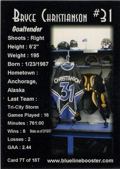 2006-07 Blueline Booster Club Lincoln Stars (USHL) Update #7-T Bryce Christianson Back
